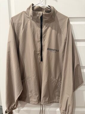 Essentials Lightweight Beige Half-Zip Jacket